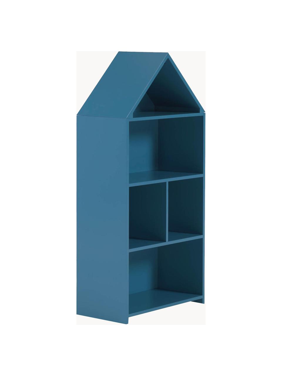 Estantería infantil Celeste, Tablero de fibras de densidad media (MDF) pintado, Azul, negro, An 50 x Al 105 cm