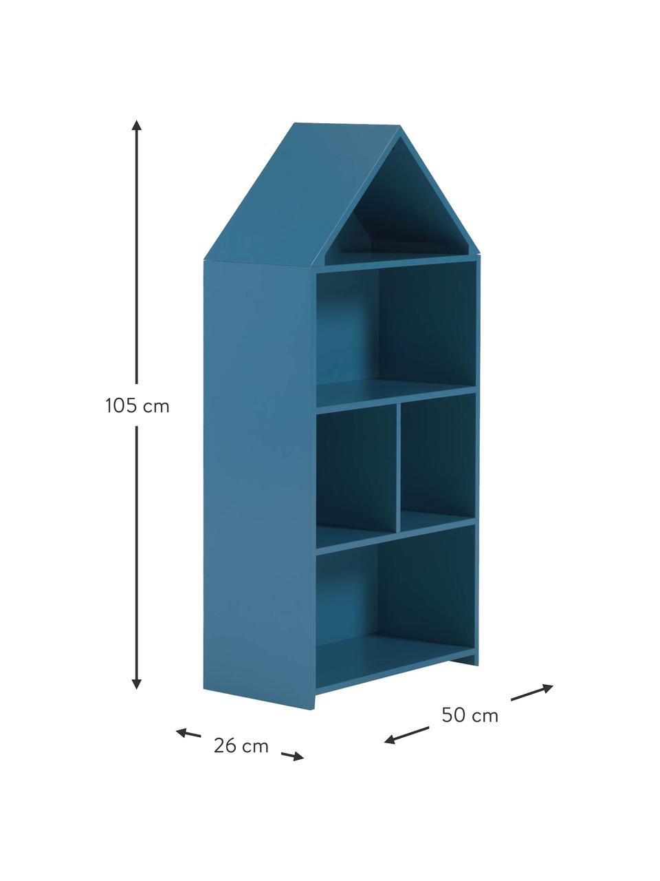 Estantería infantil Celeste, Tablero de fibras de densidad media (MDF) pintado, Azul, negro, An 50 x Al 105 cm