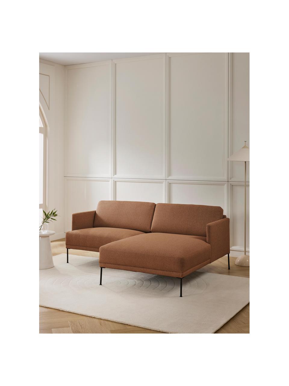 Sofa narożna Fluente, Tapicerka: 100% polipropylen Dzięki , Stelaż: lite drewno sosnowe, płyt, Nogi: tworzywo sztuczne Ten pro, Nugatowa tkanina, S 198 x G 152 cm, lewostronna