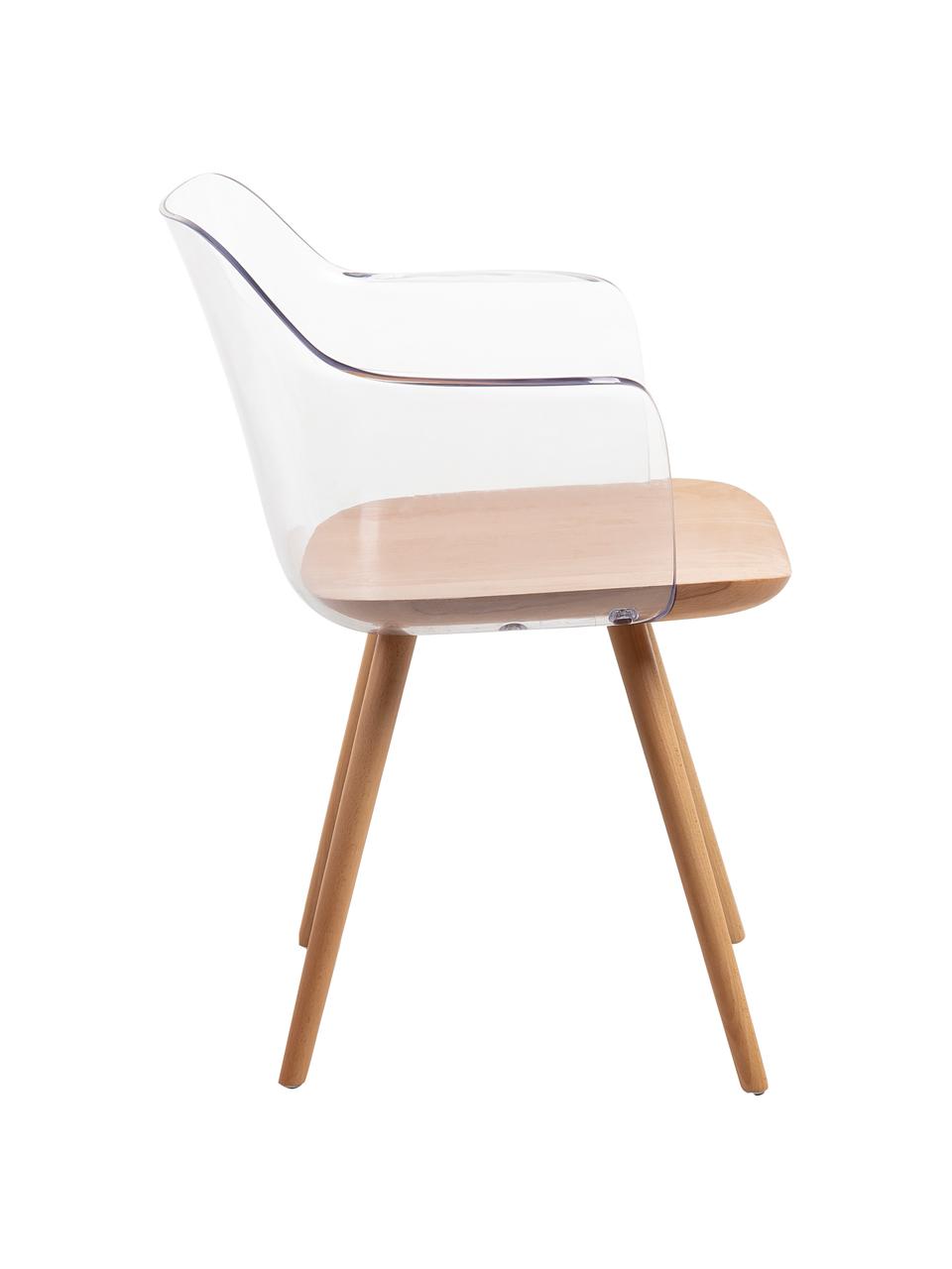 Krzesło z podłokietnikami Bjorg, 2 szt., Transparentny, drewno bukowe, S 56 x G 56 cm