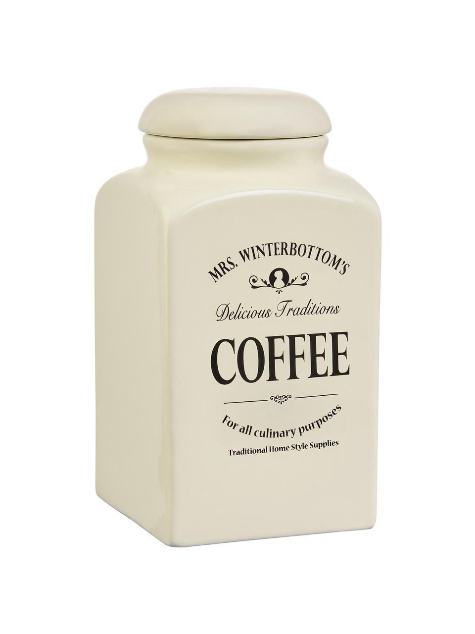 Aufbewahrungsdose Mrs Winterbottoms Coffee, Steingut, Cremeweiß, Schwarz, B 11 x H 21 cm, 1,3 L