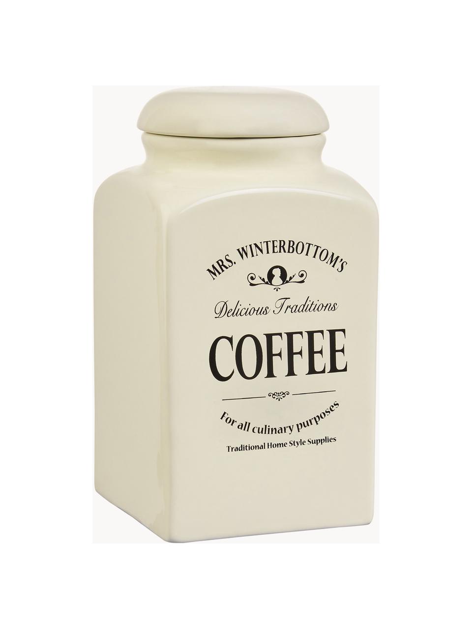 Opbergpot Mrs Winterbottoms Coffee, Keramiek, Crèmewit, zwart, B 11 x H 21 cm