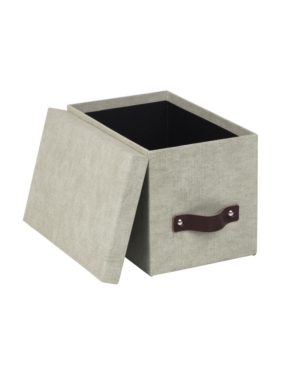 Caja Kristina II, 2 uds., Caja: canvas, cartón rígido (10, Asa: cuero, Beige, An 14 x Al 15 cm