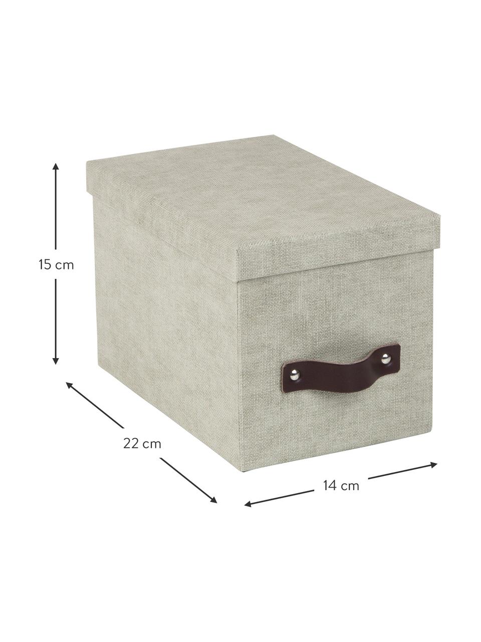 Aufbewahrungsbox Kristina II, 2 Stück, Box: Canvas, fester Karton (10, Griff: Leder, Beige, B 14 x H 15 cm