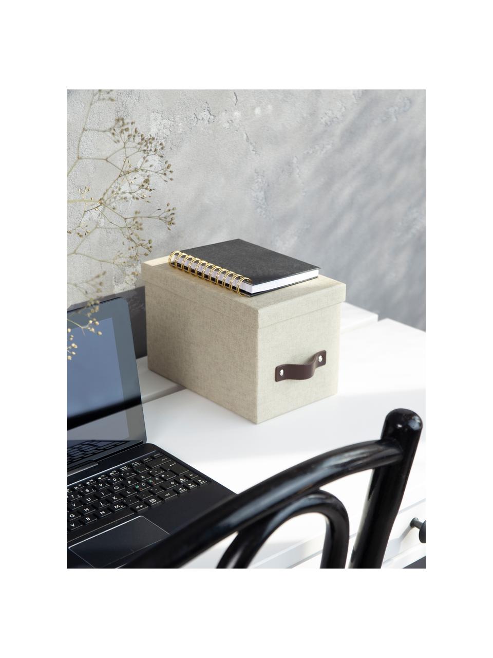 Opbergdoos Kristina II, 2 stuks, Doos: canvas, massief karton (1, Beige, B 14 x D 22 cm