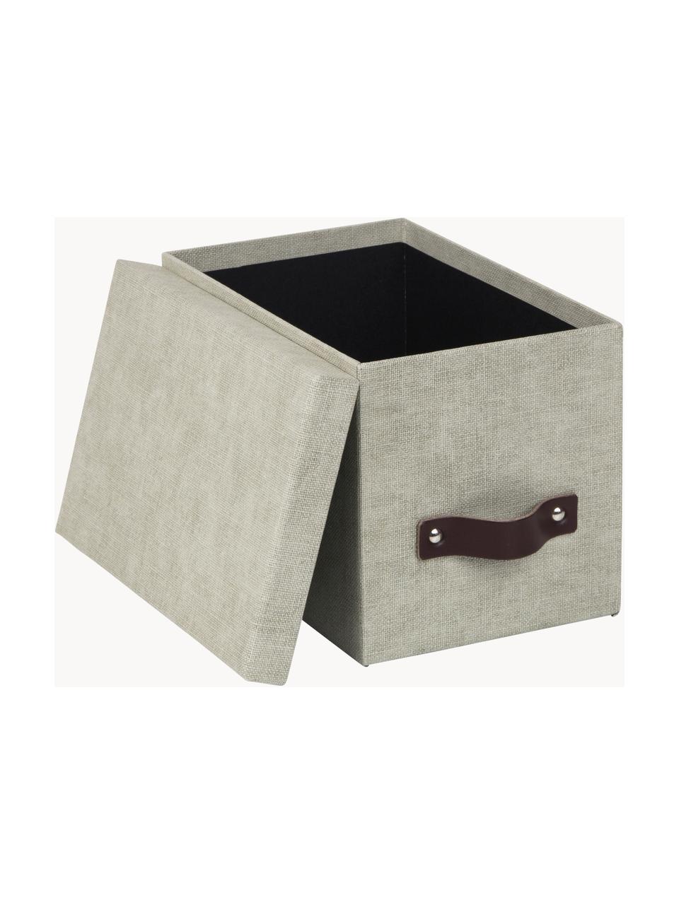 Caja Kristina II, 2 uds., Caja: canvas, cartón rígido (10, Asa: cuero, Beige claro, marrón, L 14 x An 22 cm