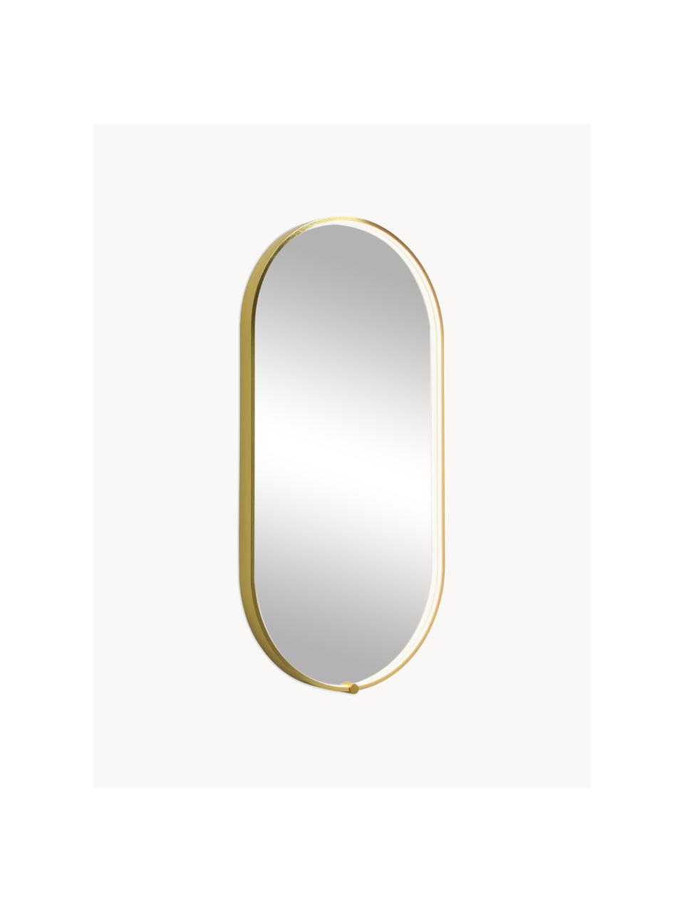 Espejo de pared ovalado con iluminación LED Avior, Espejo: cristal, Dorado, An 45 x Al 90 cm