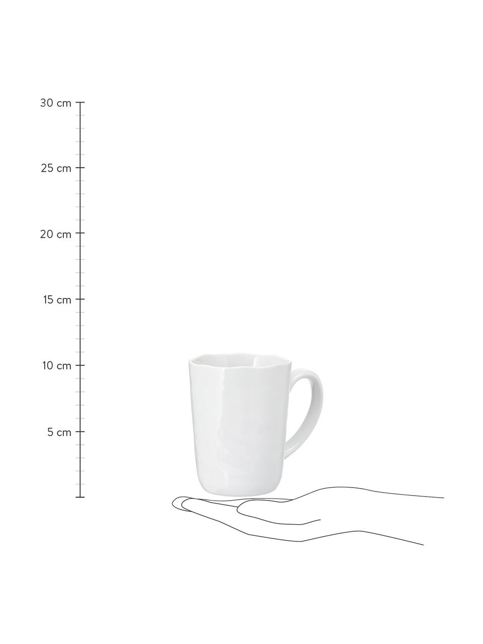 Koffiekopjes Porcelino met oneven oppervlak, 6 stuks, Porselein, opzettelijk ongelijk, Wit, Ø 8 x H 11 cm, 550 ml