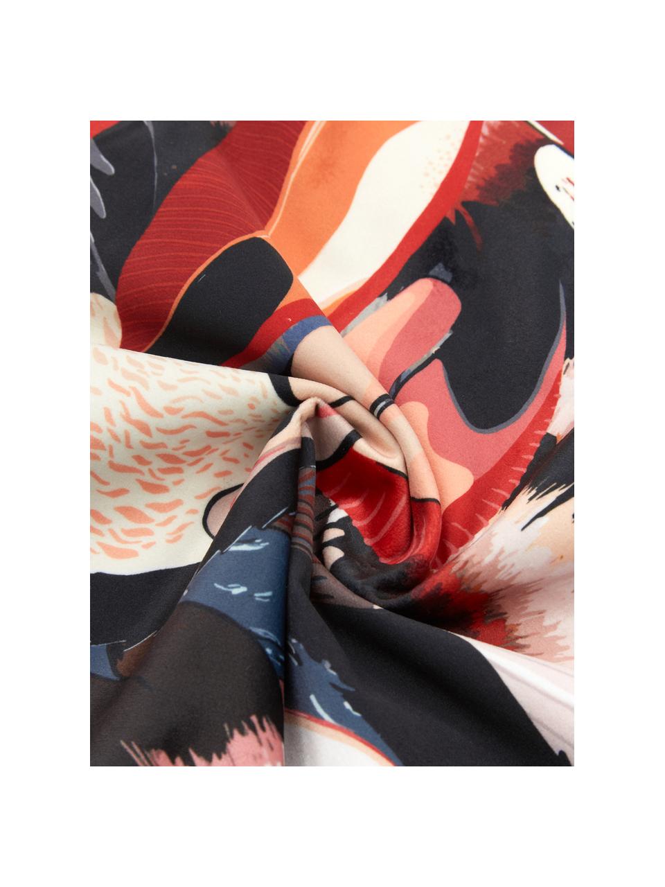 Kussenhoes Tucan, 100% polyester fluweel, Multicolour, B 40 x L 40 cm