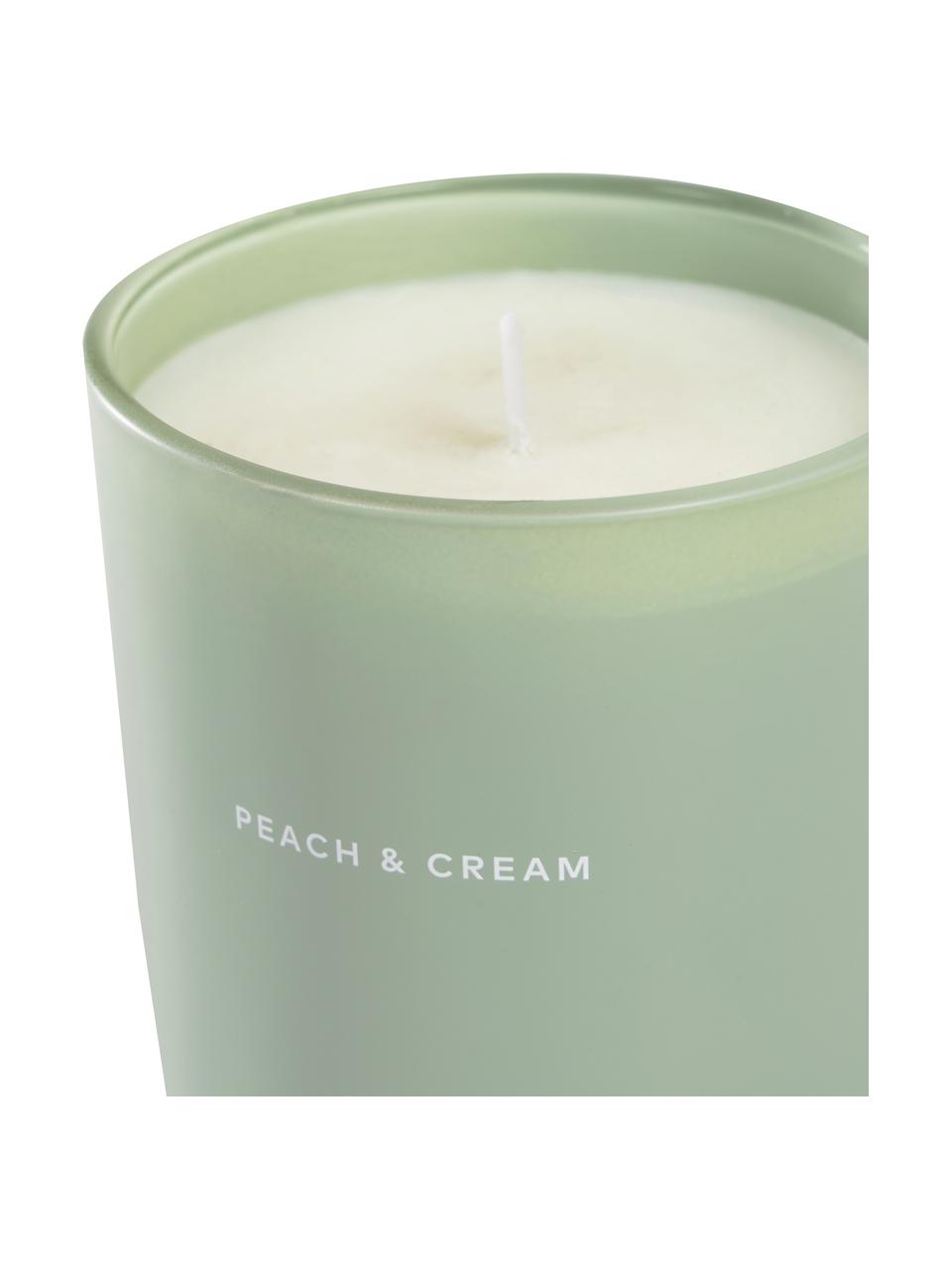 Vonná svíčka Peaches & Cream (broskev, meruňka), Zelená, bílá, Ø 8 cm, V 9 cm