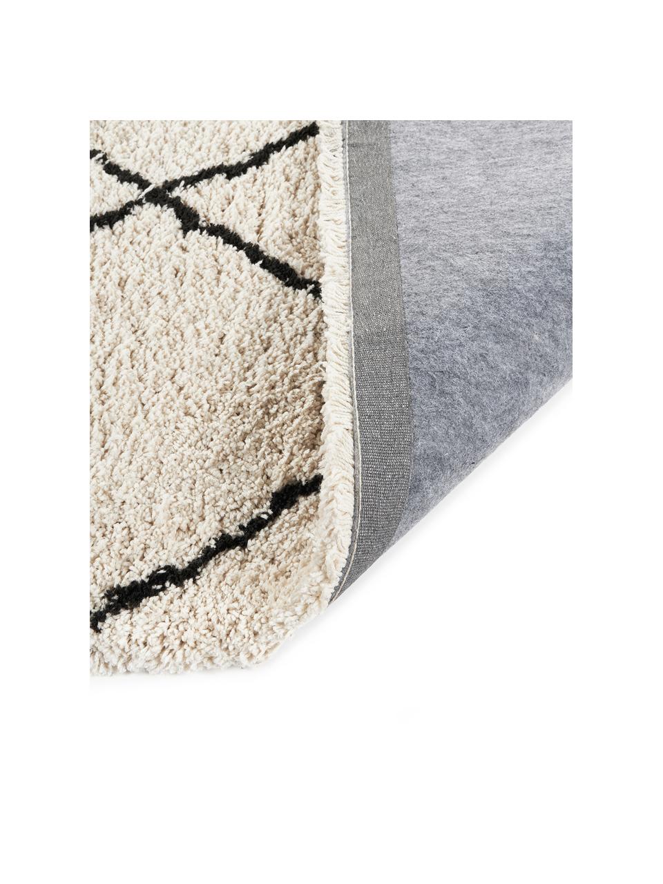 Tapis beige poils longs tufté main Naima, Blanc crème, noir, larg. 400 x long. 500 cm (taille XXL)