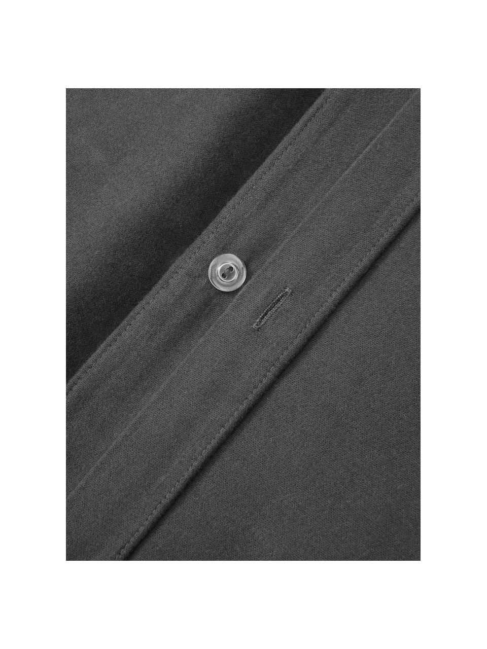 Flanellen dekbedovertrek Biba van katoen in grijs, Weeftechniek: flanel Flanel is een knuf, Grijs, B 200 x L 200 cm
