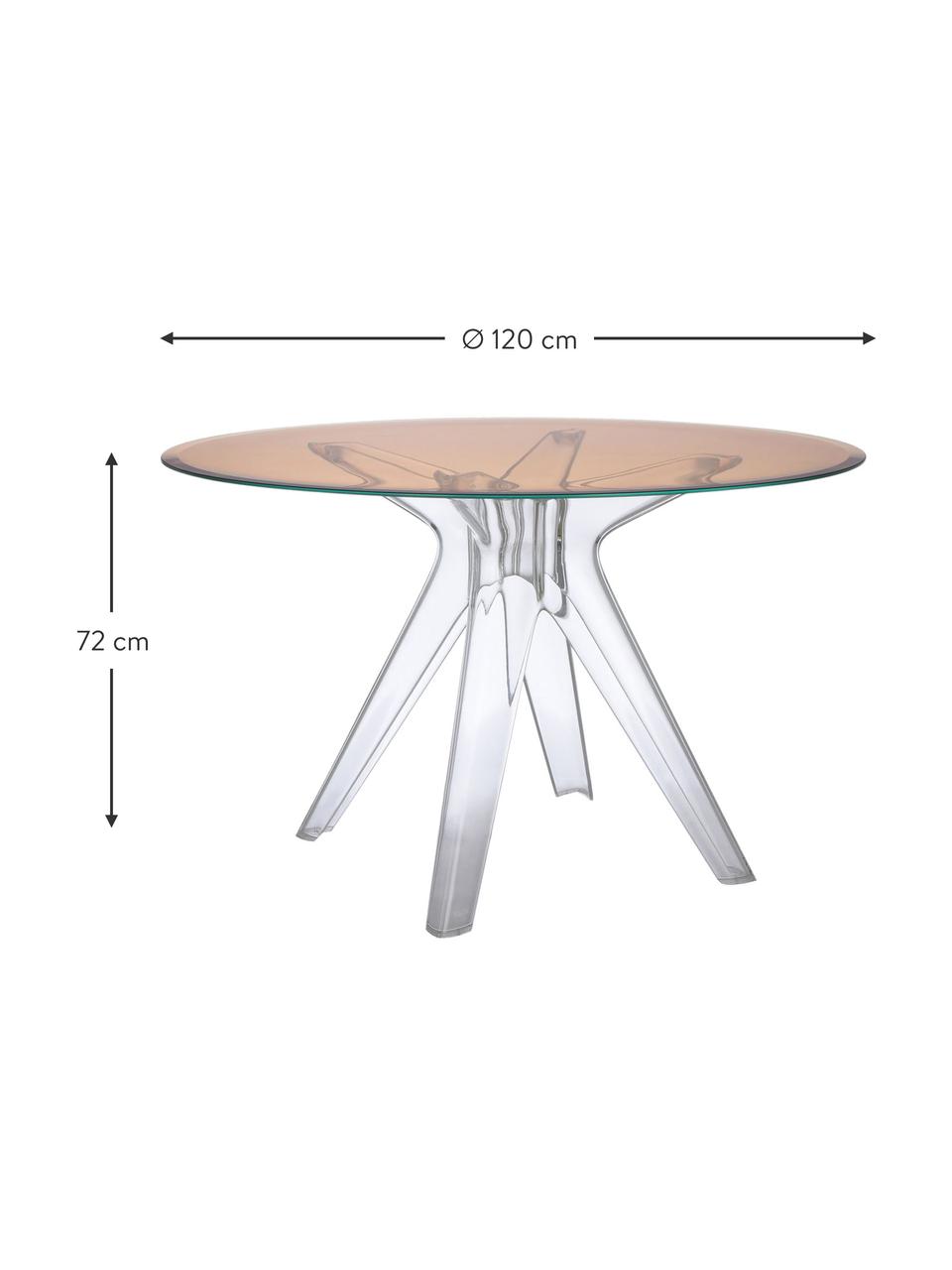 Tavolo da pranzo rotondo Sir Gio, Ø 120 cm, Struttura: materiale sintetico, Rosa trasparente, Ø 120 x Alt. 72 cm