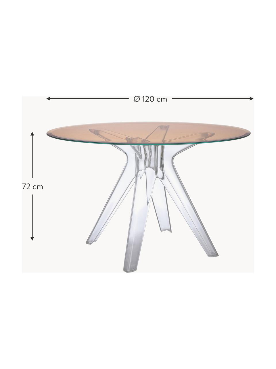 Runder Esstisch Sir Gio, Ø 120 cm, Tischplatte: Verbundglas, Gestell: Kunststoff, Peach, Transparent, Ø 120 x H 72 cm