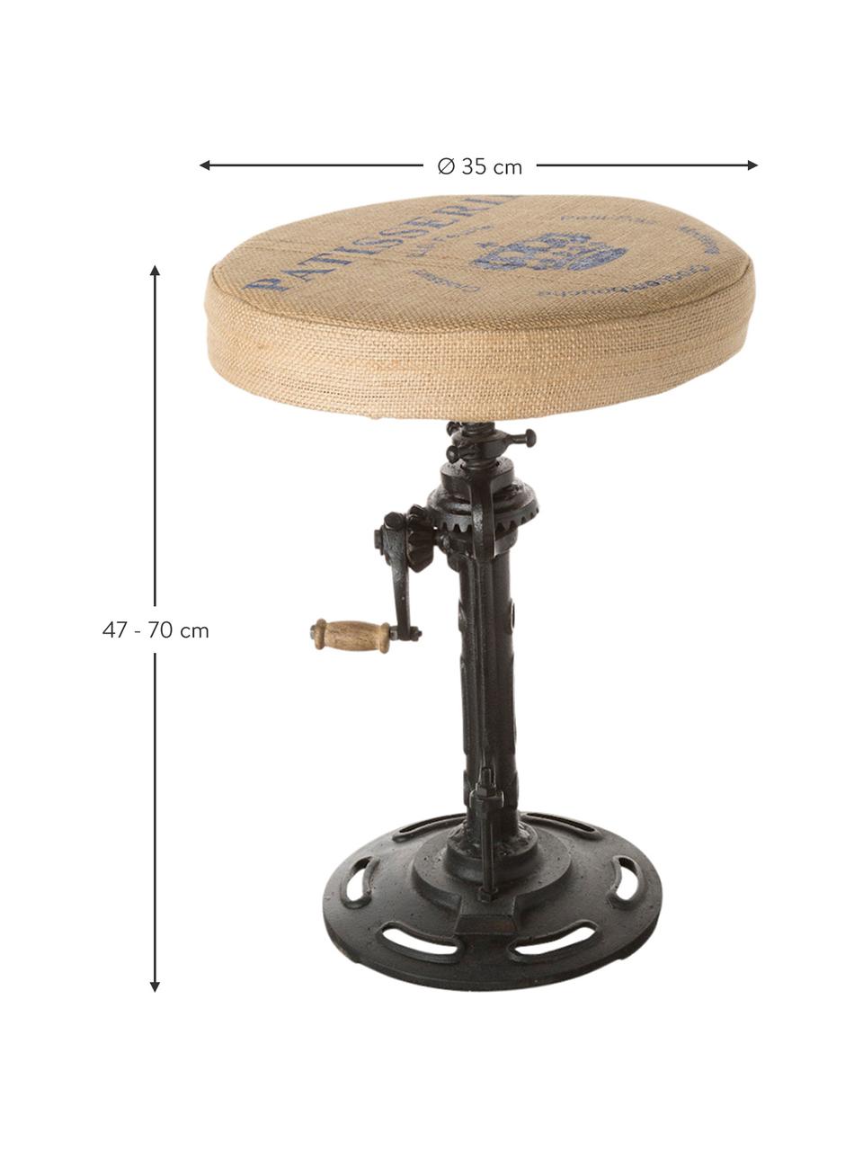 Tabouret style industriel Leon, Gris, beige