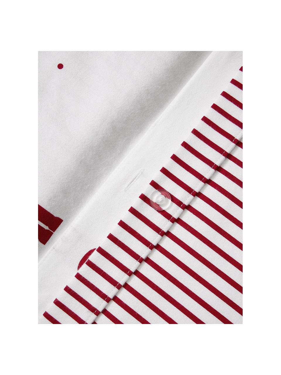Copripiumino reversibile in flanella con motivo schiaccianoci Noan, Rosso, bianco, Larg. 200 x Lung. 200 cm