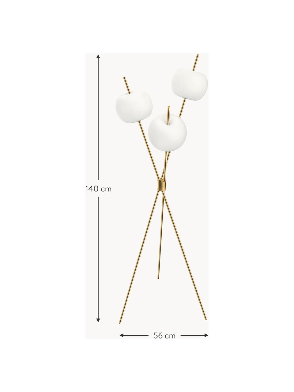 Stmievateľná stojacia lampa Kushi, Odtiene zlatej, V 140 cm