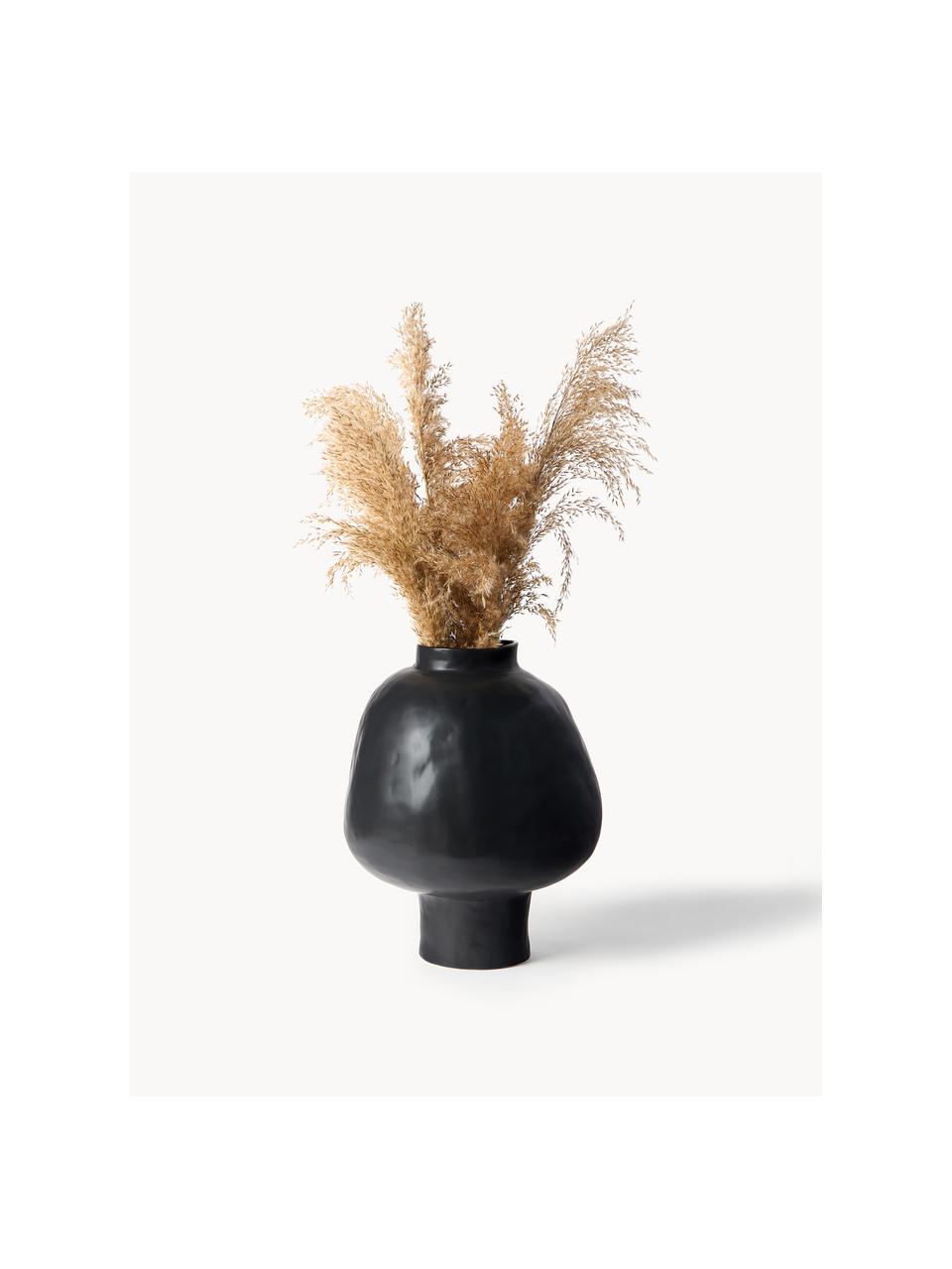 Ručne vyrobená váza z keramiky Saki, Kamenina, Matná čierna, Ø 32 x V 40 cm