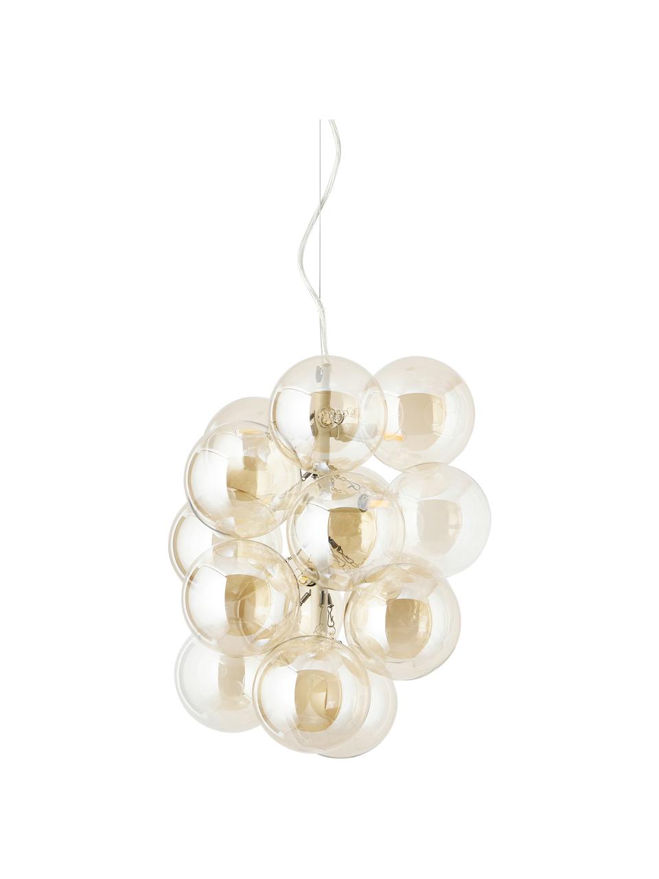 Lampada a sospensione in vetro Bubbles, Paralume: vetro, Baldacchino: metallo verniciato a polv, Struttura: metallo verniciato a polv, Champagne, beige, Ø 32 x Alt. 160 cm
