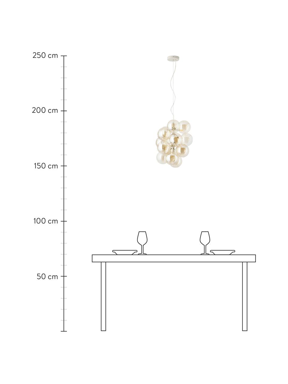 Lampa wisząca ze szkła Bubbles, Odcienie szampańskiego, beżowy, Ø 32 x W 160 cm