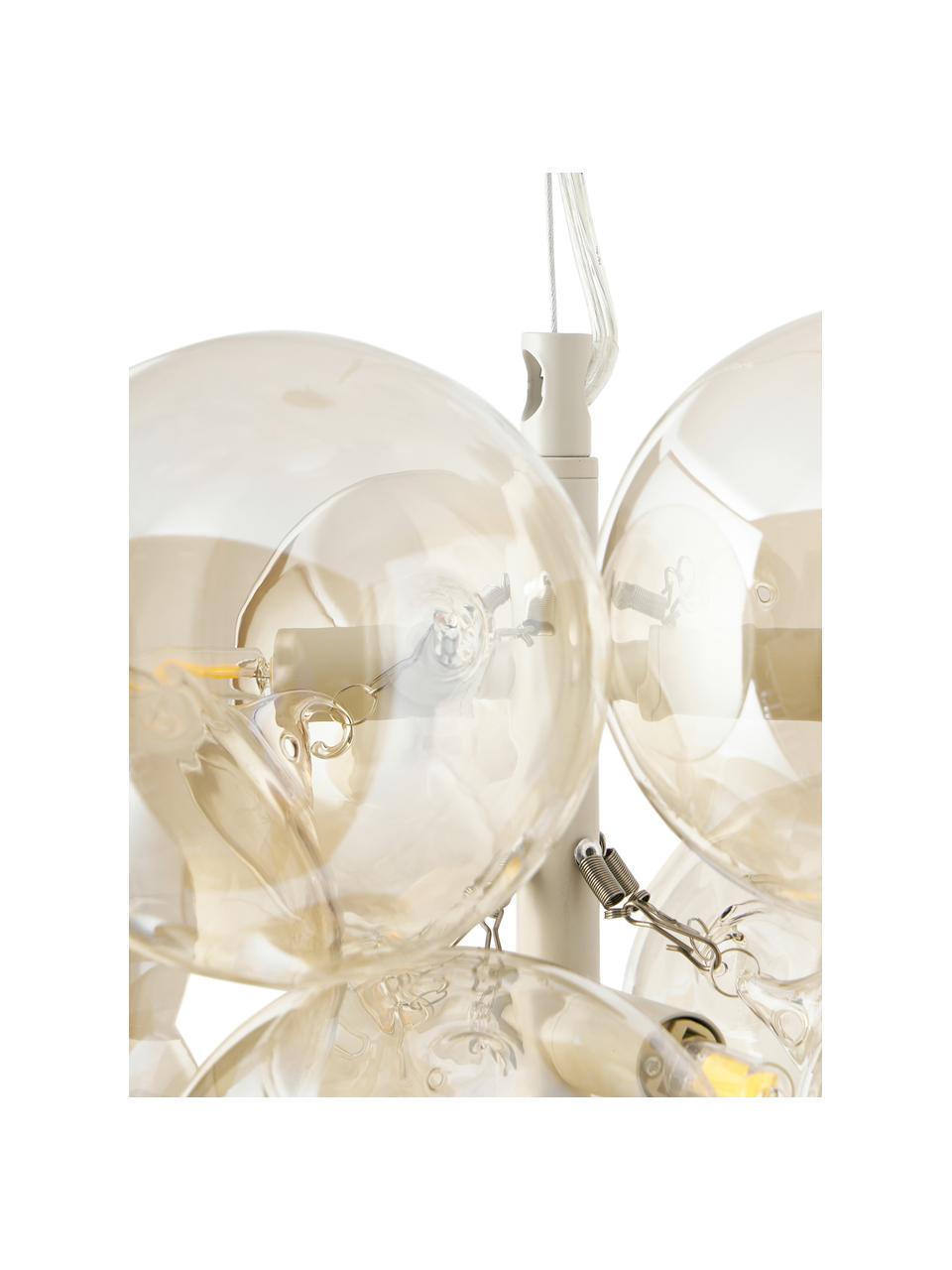 Design hanglamp Bubbles van glas, Baldakijn: gepoedercoat metaal, Champagnekleurig, beige, Ø 32 x H 160 cm