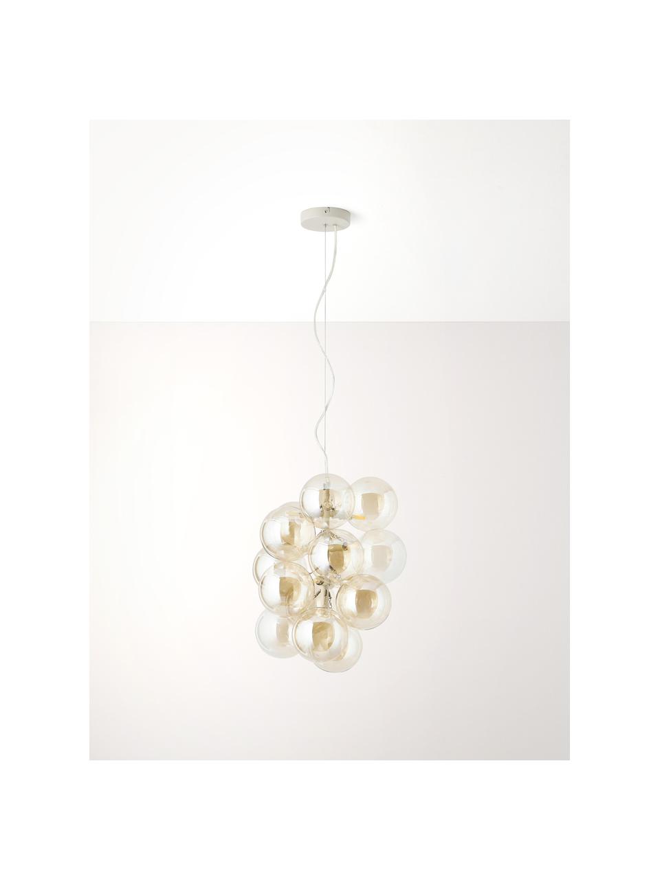 Design Pendelleuchte Bubbles aus Glas, Baldachin: Metall, pulverbeschichtet, Goldfarben, Ø 32 cm
