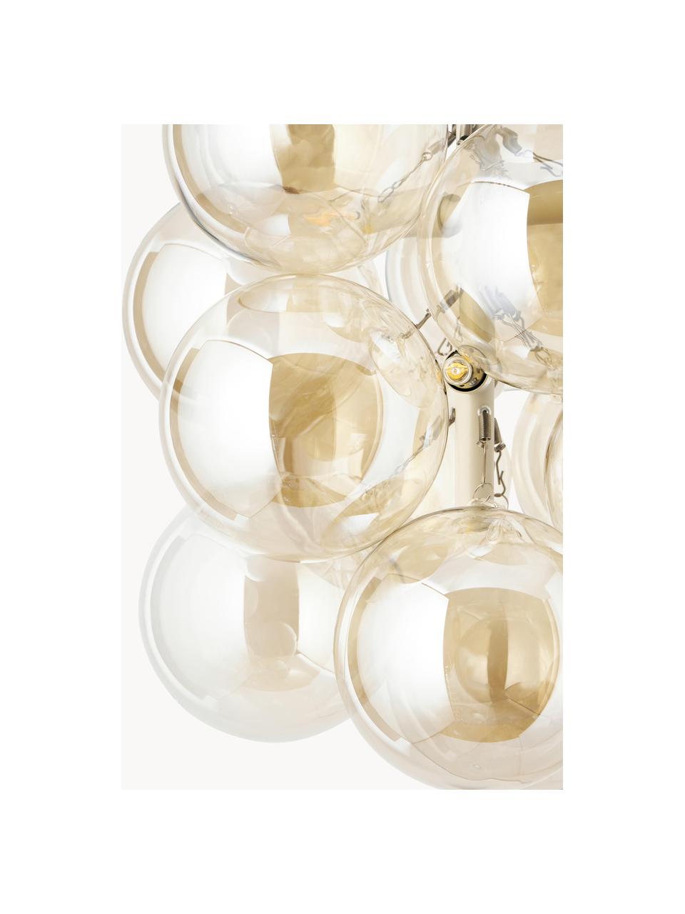 Design Pendelleuchte Bubbles aus Glas, Baldachin: Metall, pulverbeschichtet, Goldfarben, Ø 32 cm