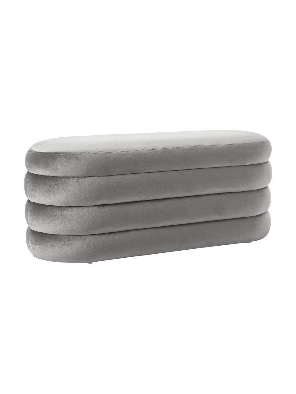 Panca imbottita in velluto Alto, Rivestimento: velluto (100% poliestere), Struttura: legno di pino massiccio, , Velluto grigio, Larg. 110 x Alt. 47 cm