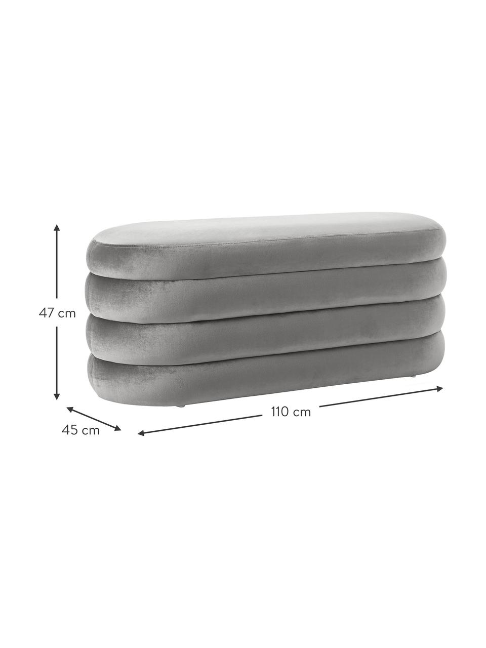 Ławka tapicerowana z aksamitu Alto, Tapicerka: aksamit (100% poliester) , Stelaż: lite drewno sosnowe, skle, Szary aksamit, S 110 x W 47 cm