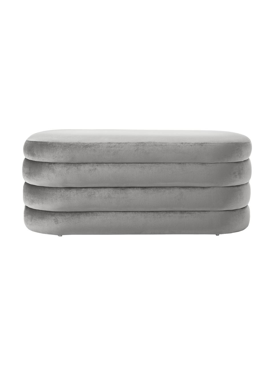 Ławka tapicerowana z aksamitu Alto, Tapicerka: aksamit (100% poliester) , Stelaż: lite drewno sosnowe, skle, Szary aksamit, S 110 x W 47 cm
