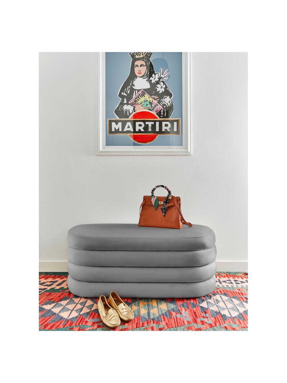 Fluwelen bank Alto, Bekleding: fluweel (100% polyester), Frame: massief grenenhout, multi, Fluweel grijs, B 110 x H 47 cm