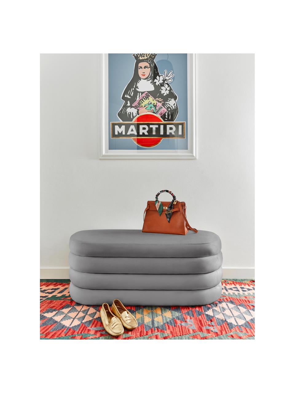 Banquette en velours Alto, Velours gris, larg. 110 x haut. 47 cm