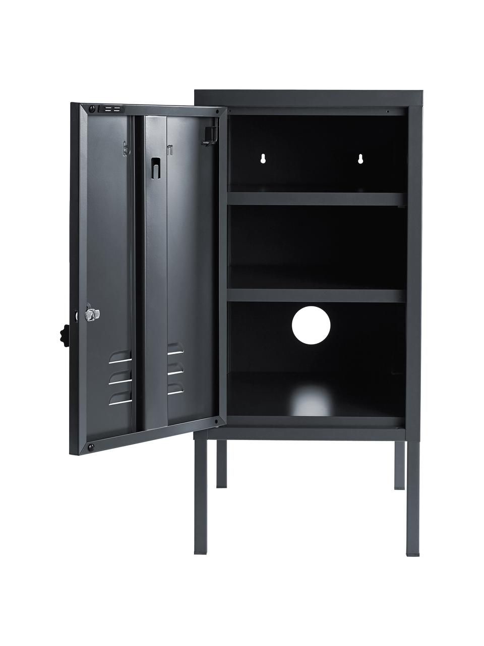 Szafka nocna z metalu The Shorty, Stal malowana proszkowo, Antracytowy, S 35 x H 72 cm