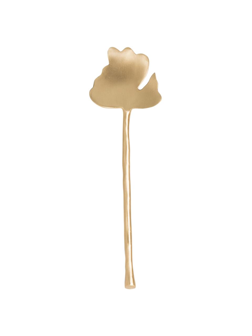 Handgemaakte saladebestekken Leaves, set van 2, Messing, Mat messingkleurig, B 6 x L 28 cm