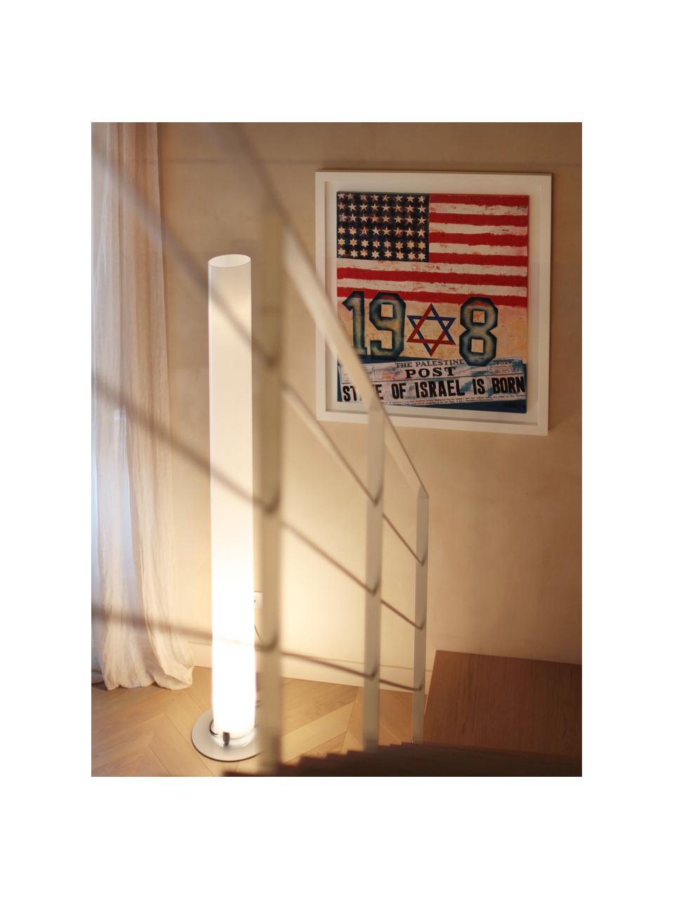 Große Stehlampe Stylos, Lampenschirm: Kunststoff, Weiß, Silberfarben, H 200 cm