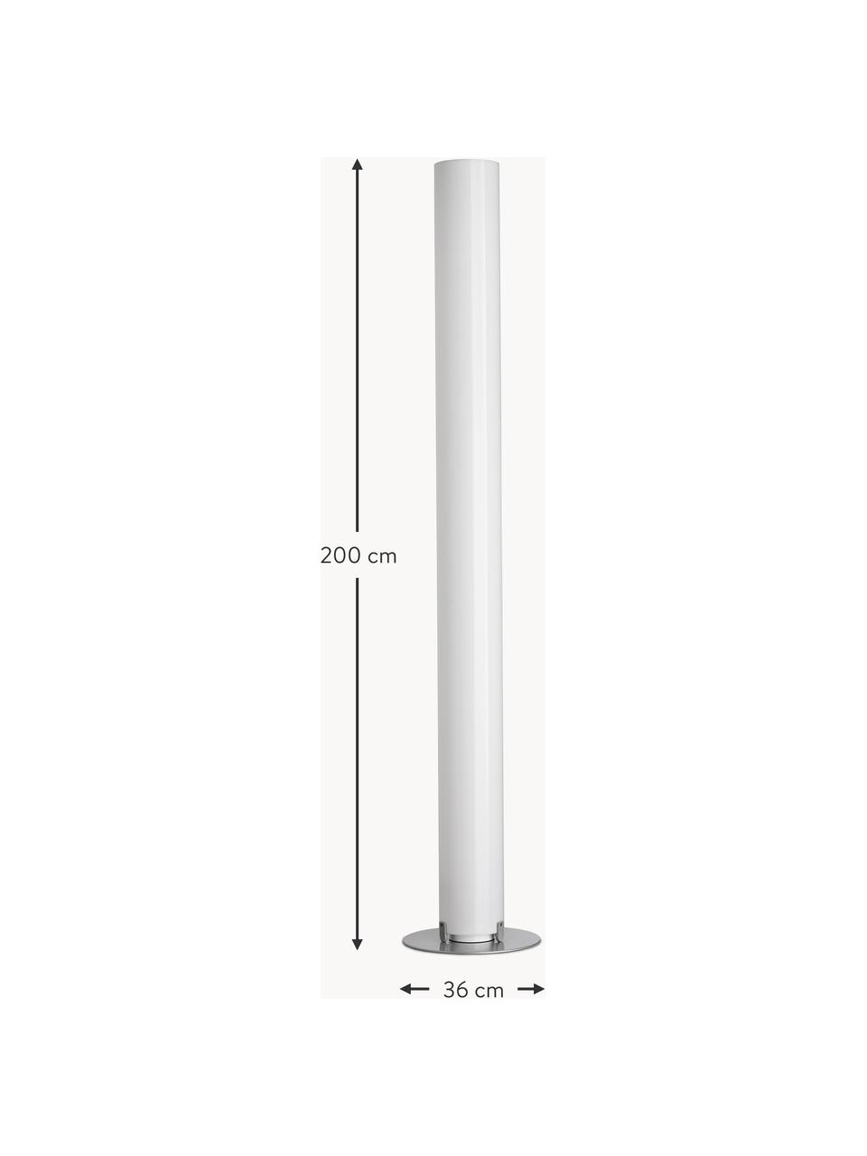 Grosse dimmbare Stehlampe Stylos, Lampenschirm: Kunststoff, Weiss, Silberfarben, H 200 cm