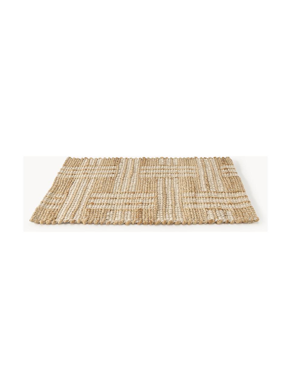 Fussmatte Almir, 70 % Jute, 30 % Baumwolle, Hellbraun, Cremeweiss, B 45 x L 75 cm