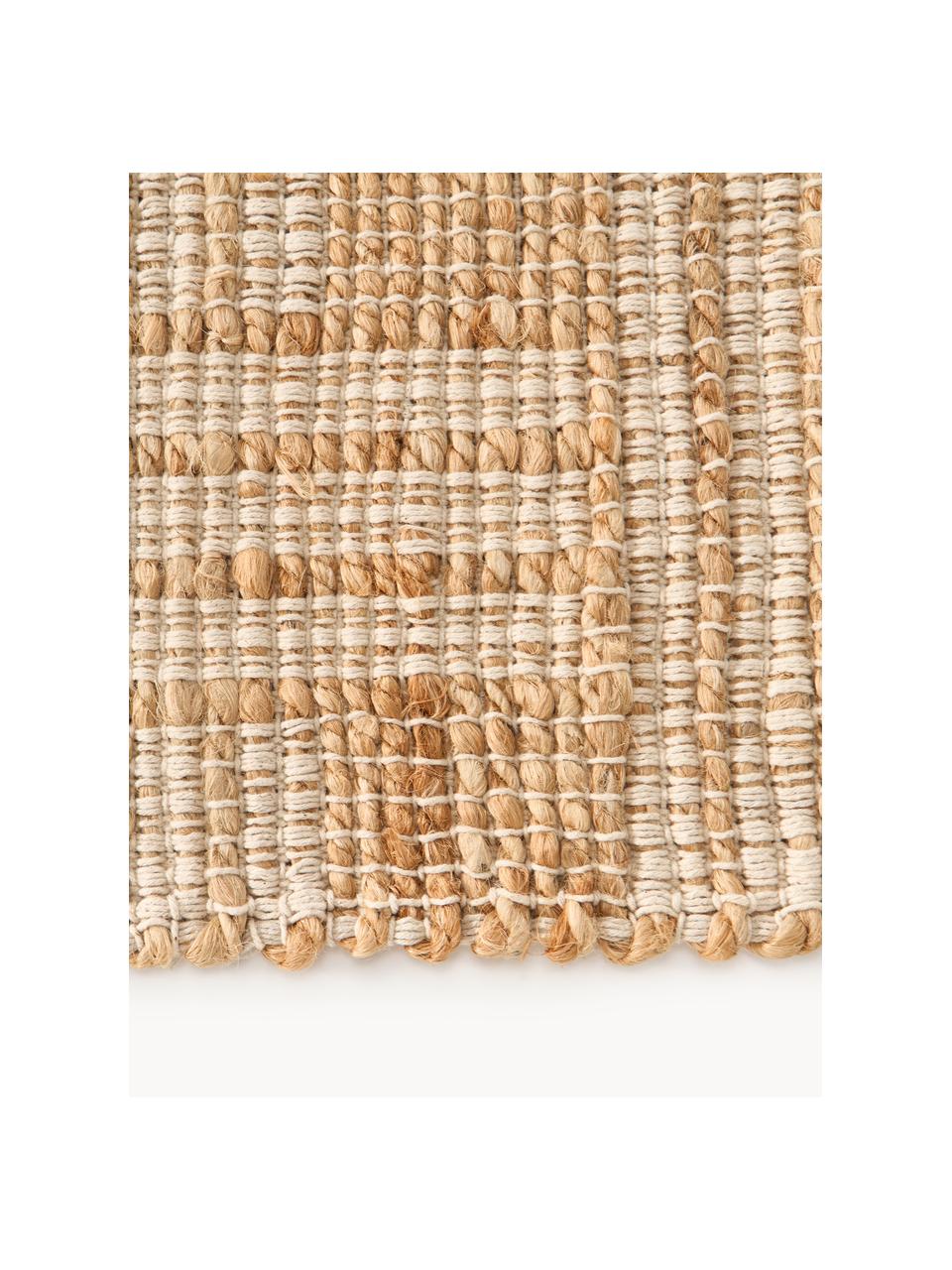 Fussmatte Almir, 70 % Jute, 30 % Baumwolle, Hellbraun, Cremeweiss, B 45 x L 75 cm