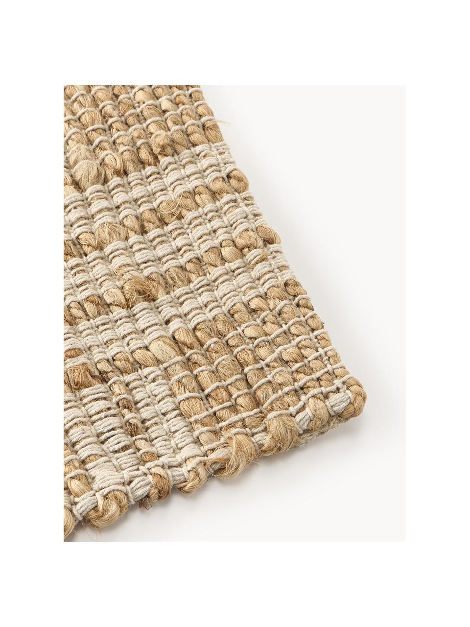 Fussmatte Almir, 70 % Jute, 30 % Baumwolle, Hellbraun, Cremeweiss, B 45 x L 75 cm