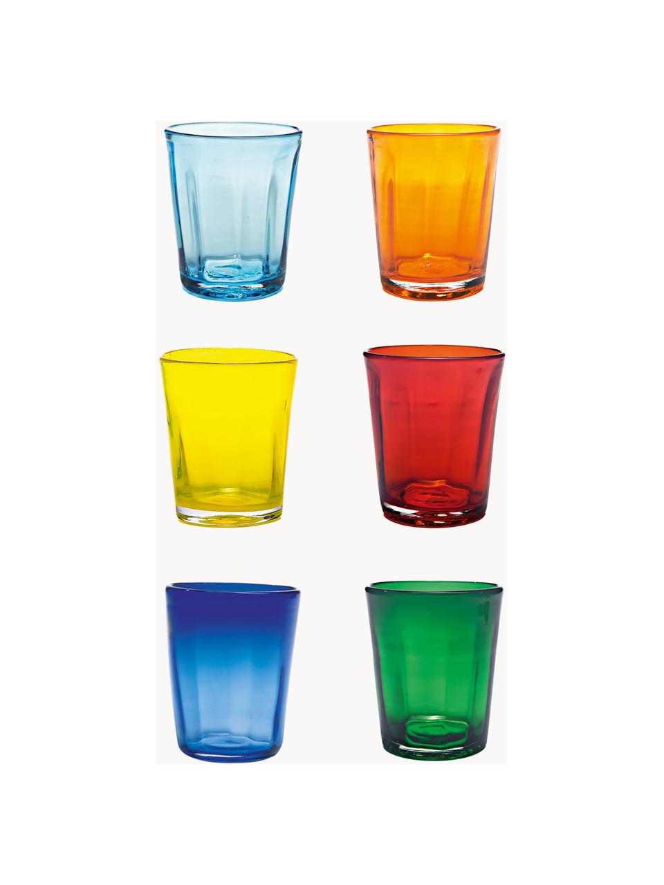 Komplet ręcznie wykonanych szklanek Confezione, 6 elem., Szkło, Wielobarwny, Ø 9 x W 10 cm, 320 ml