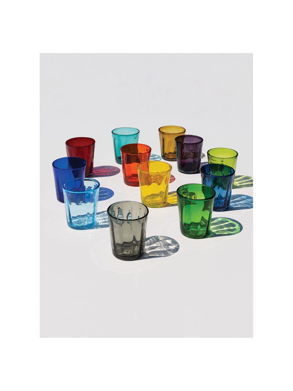 Handgemaakte waterglazen Confezione, set van 6, Glas, Meerkleurig, Ø 9 x H 10 cm, 320 ml
