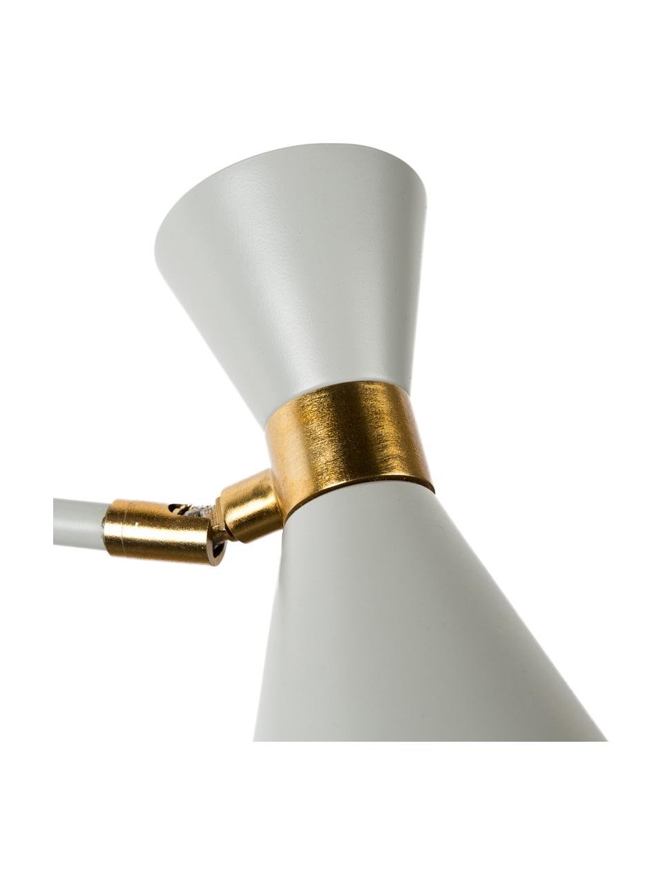 Grote verstelbare wandlamp Double Shady met stekker, Decoratie: vermessingd metaal, Grijs, messingkleurig, D 87 x H 60 cm