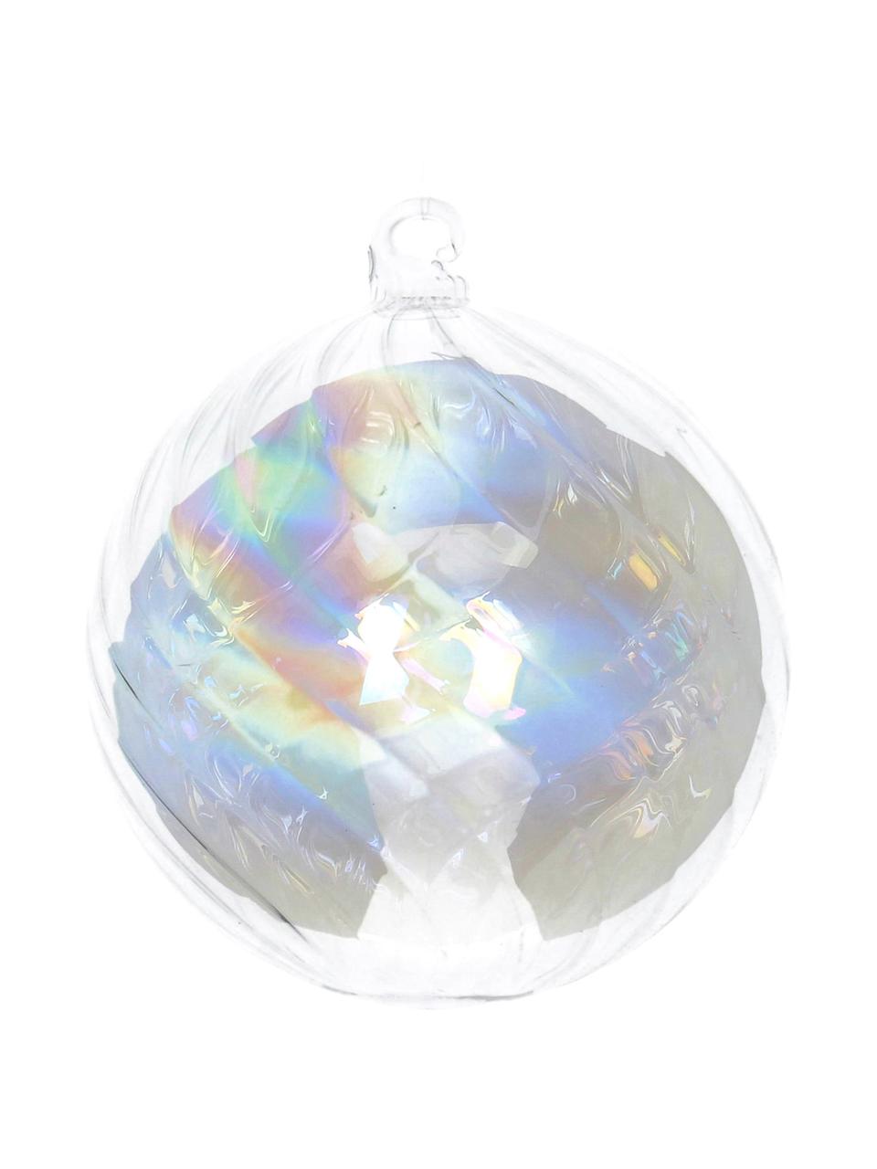 Kerstballen Iridescent, 2 stuks, Transparant, iriserend, Ø 8 cm
