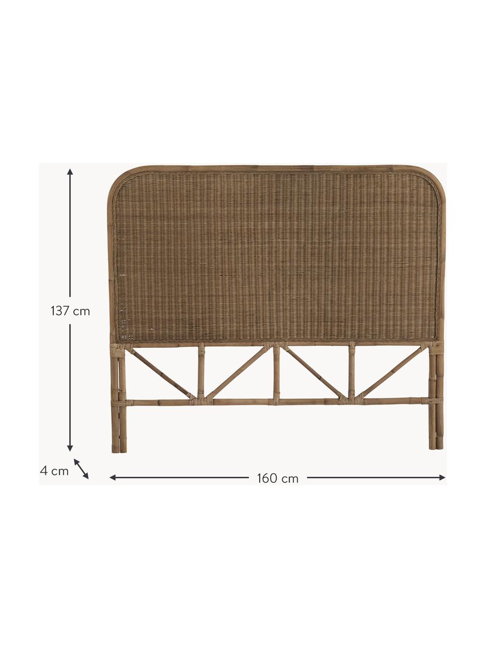 Testiera in rattan Helen, Rattan, Marrone, Larg. 160 x Alt. 137 cm