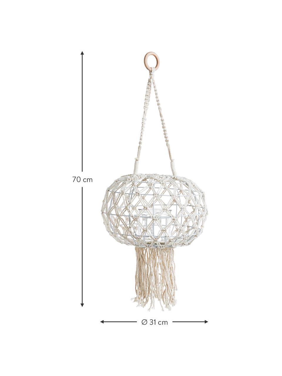 Farolillo artesanal Macrame, Estructura: metal, Blanco, Ø 31 x Al 70 cm