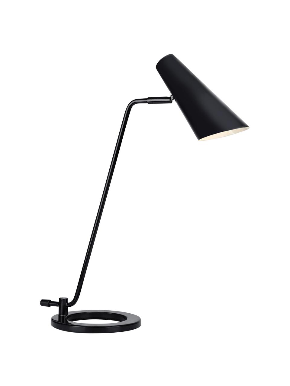Lampada da tavolo nera Cal, Paralume: metallo verniciato, Base della lampada: metallo verniciato, Nero Paralume all'interno: bianco, Larg. 40 x Alt. 50 cm