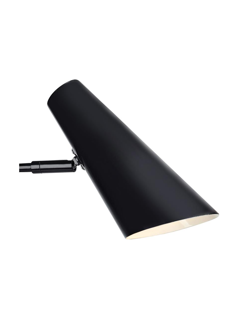 Grande lampe de bureau en métal noir Cal, Noir Intérieur abat-jour : blanc, larg. 40 x haut. 50 cm