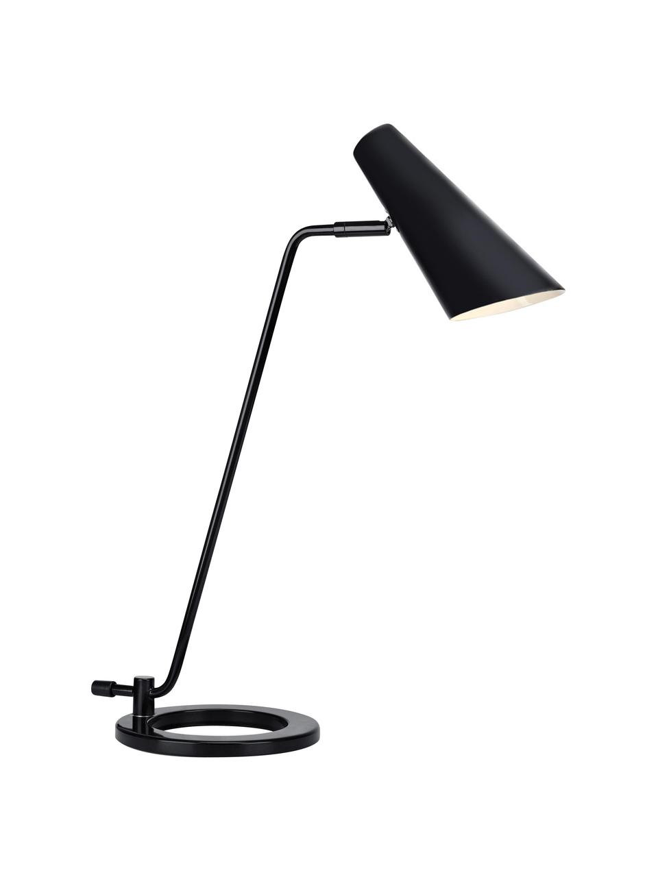 Grote tafellamp Cal van metaal, Lampenkap: gelakt metaal, Lampvoet: gelakt metaal, Zwart, B 40 x H 50 cm