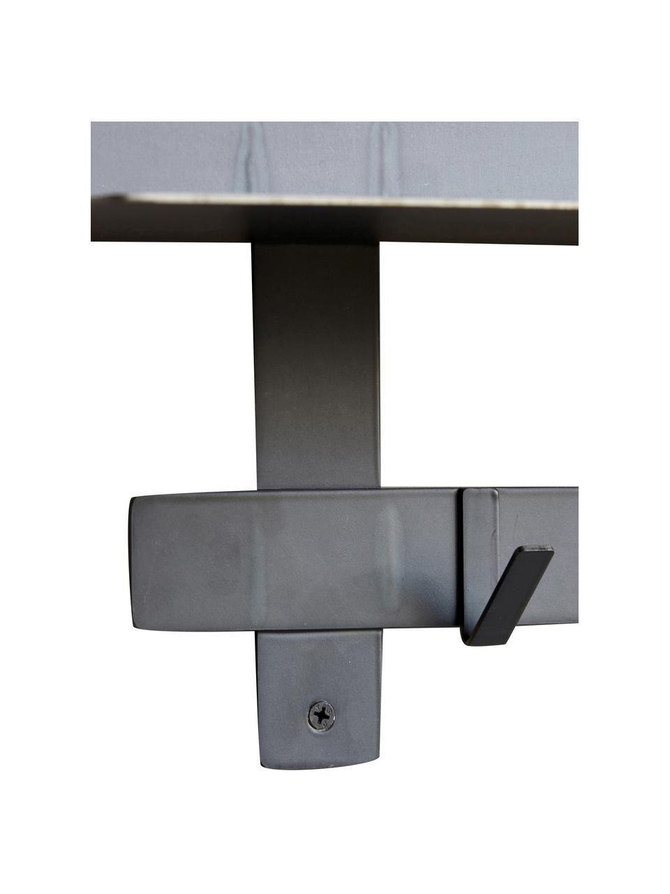 Kovová nástěnná police s 5 háčky Tag, Potažený kov, Černá, Š 80 cm, V 23 cm