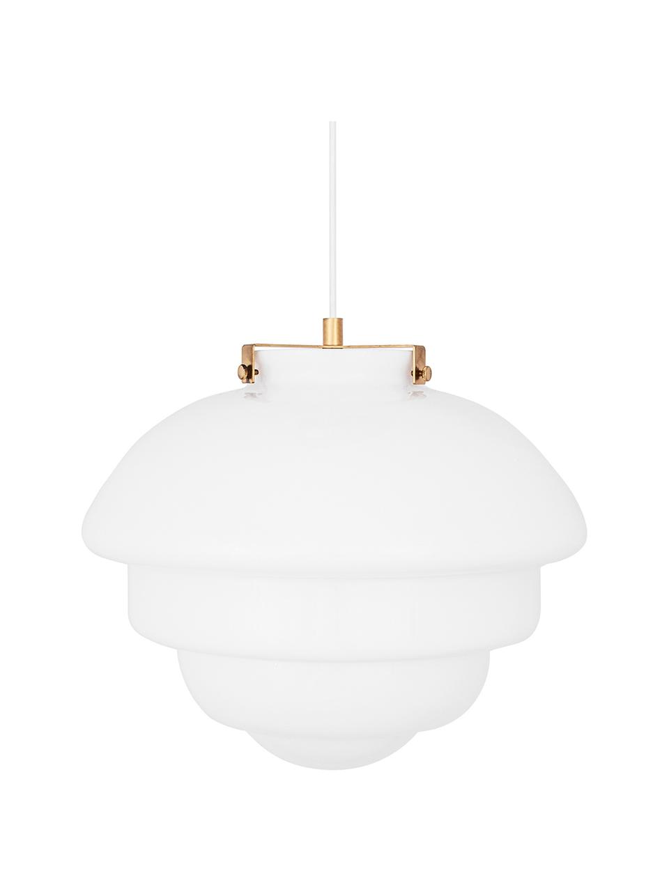 Lampa wisząca ze szkła Chloe, Szkło, Biały, odcienie złotego, Ø 33 x W 29 cm